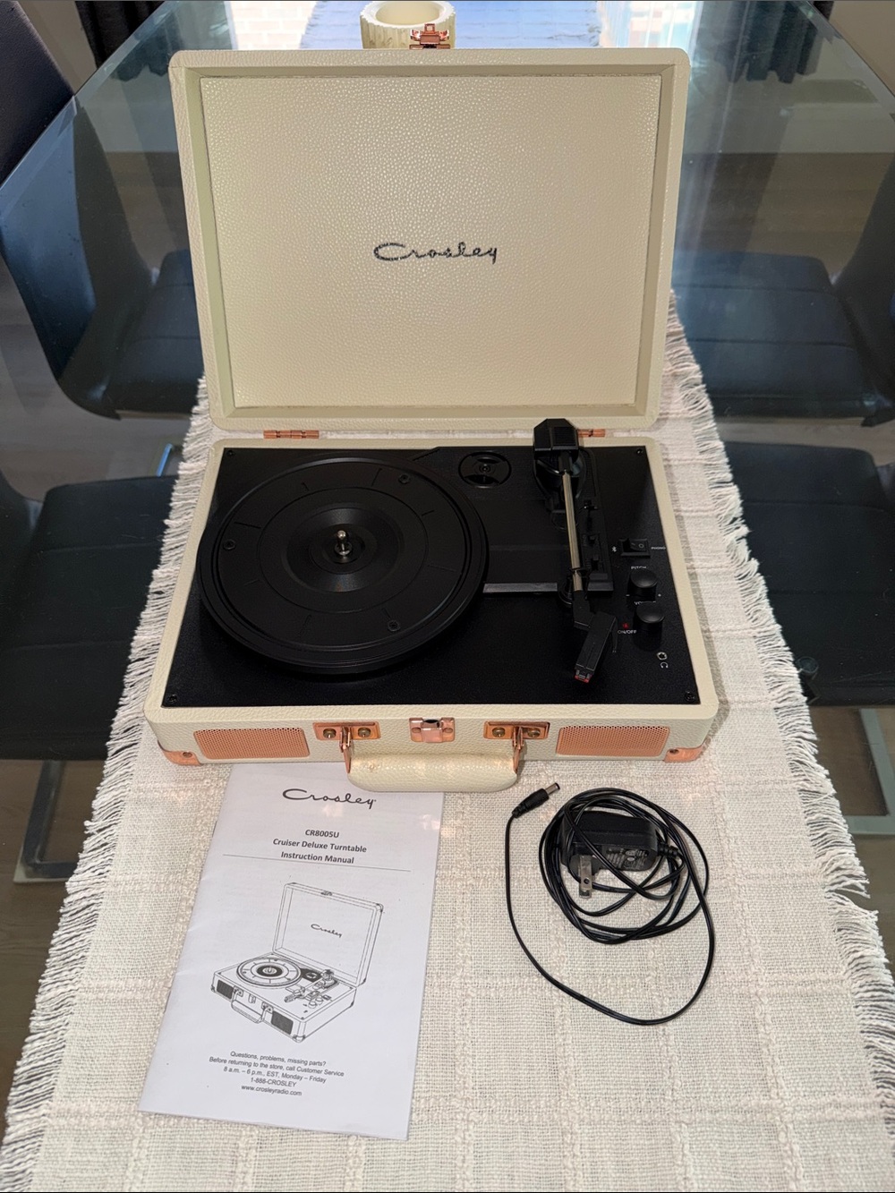 Crosley Cream Portable Suitcase Turntable with Rose Gold Accents